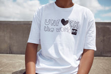 Load image into Gallery viewer, Mens: Unf*ck the World Tee in White w Black
