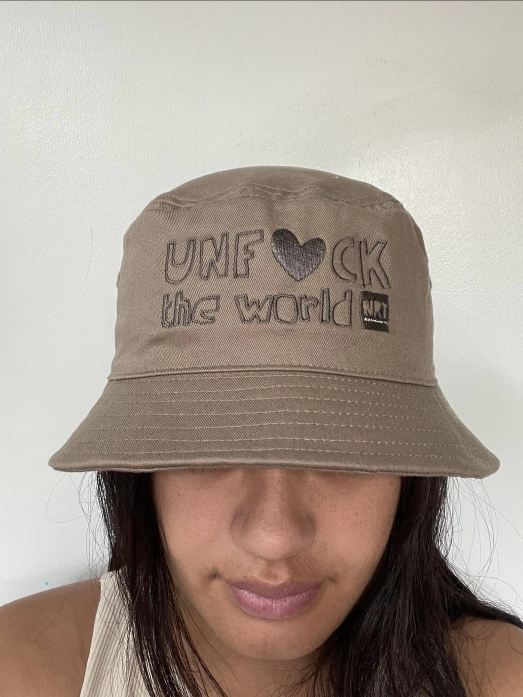 Unisex: Unf*ck The World Bucket Hat in coffee x coffee
