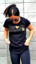 Load image into Gallery viewer, Womens: Unf*ck the World Tee in Black  w Gold - Fitted
