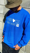 Load image into Gallery viewer, Unf*ck the World Crew Royal Blue w White
